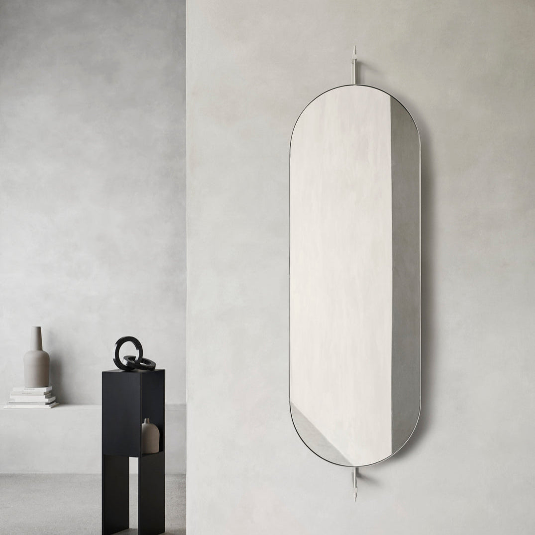 Miroir mural rotatif en acier beige
