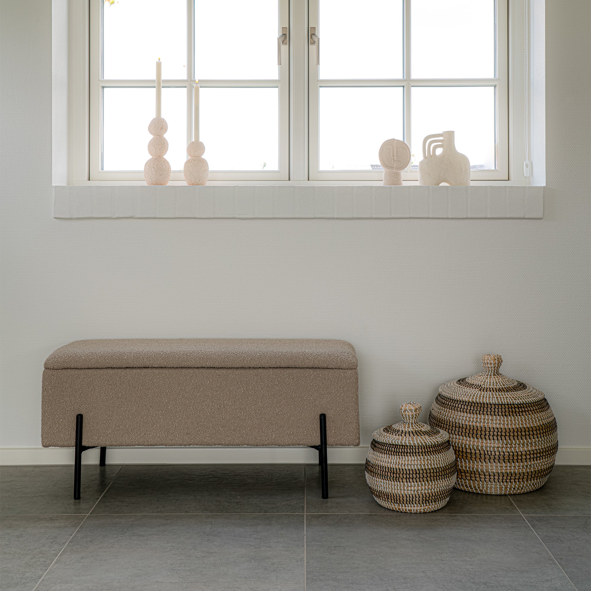 Banc Watford avec rangement bouclé beige