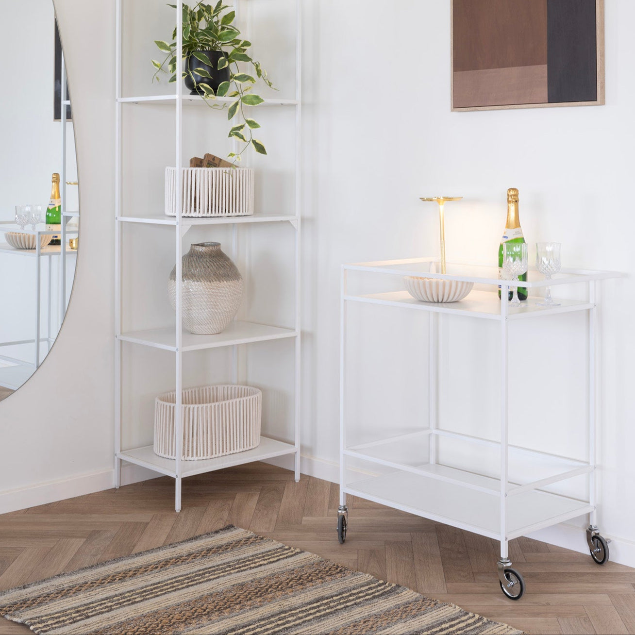 Vita white bar cart