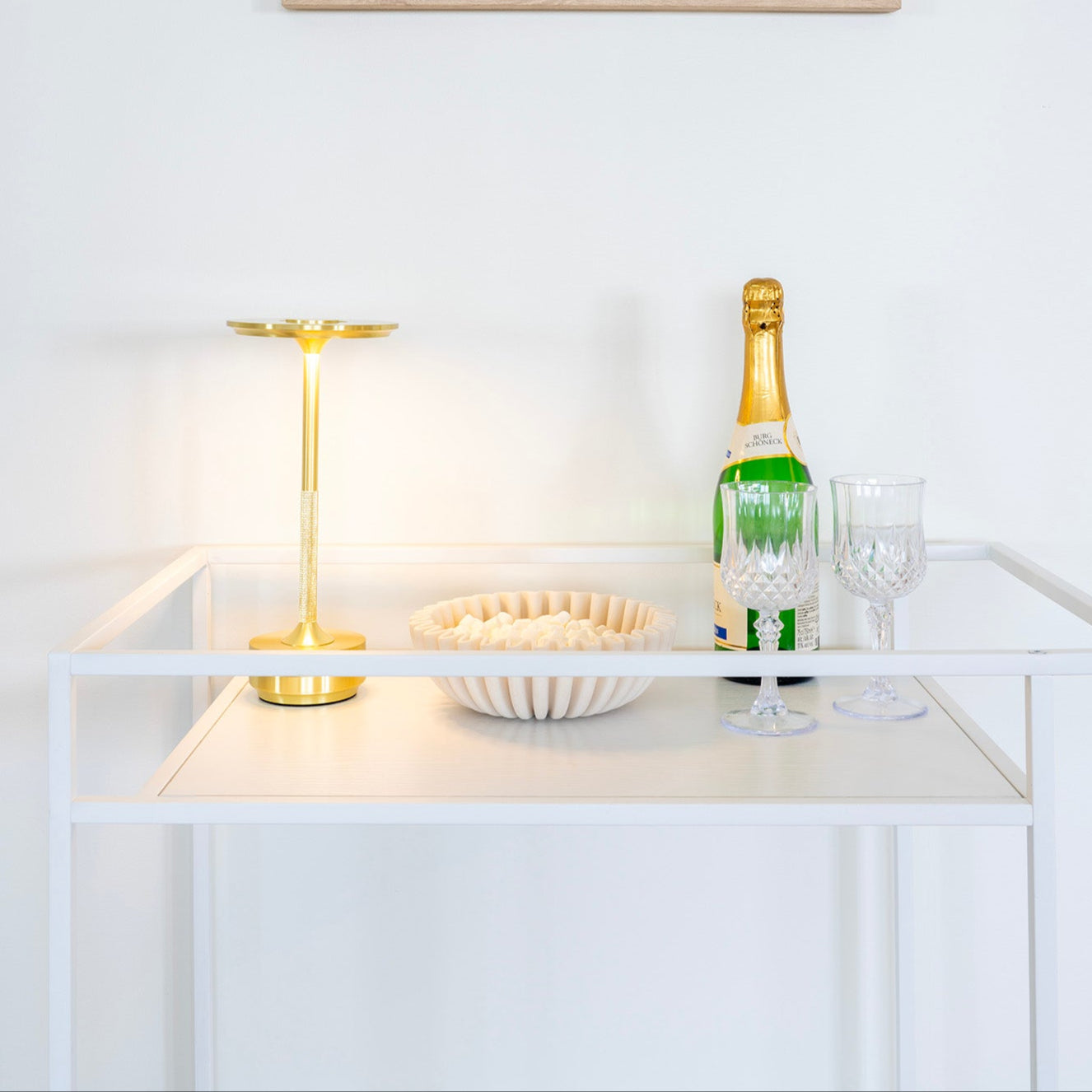 Vita white bar cart