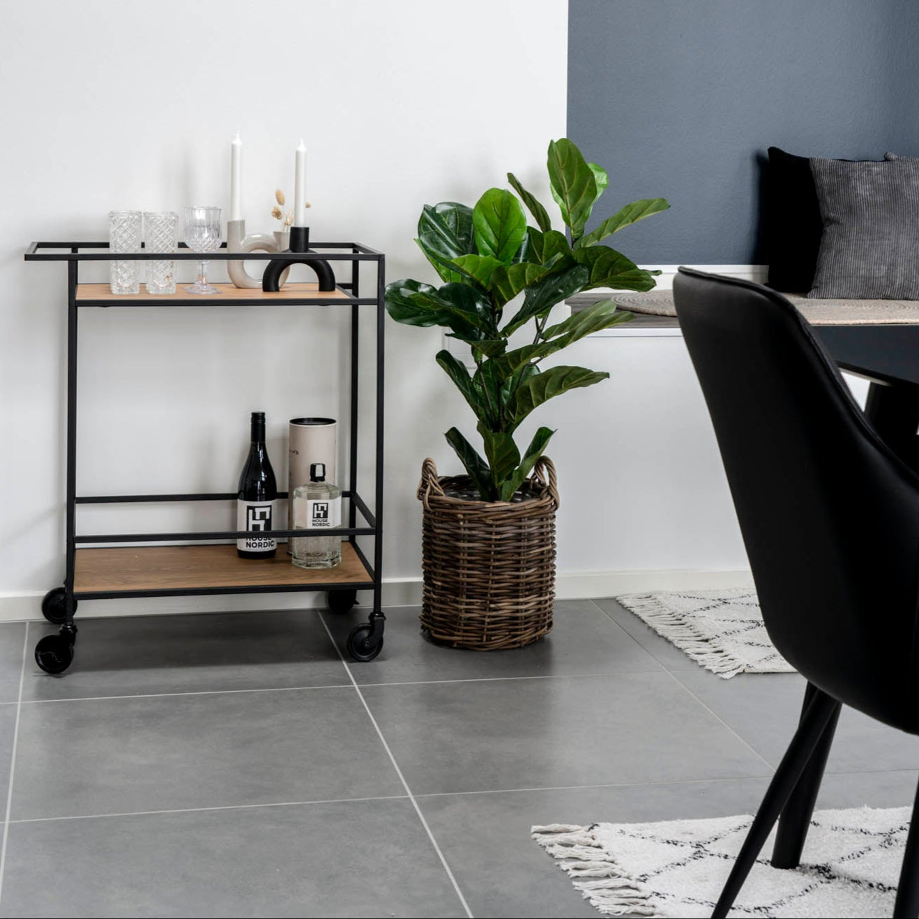Vita natural wood bar cart