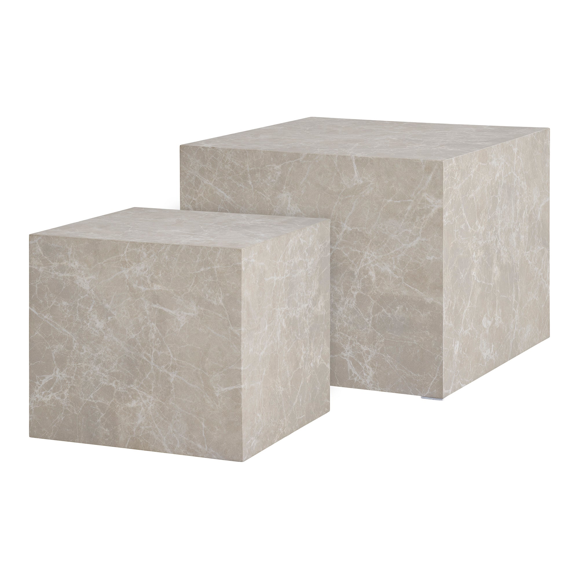 Couchtisch aus beigefarbenem Marmor „Prag“ (2er-Set)
