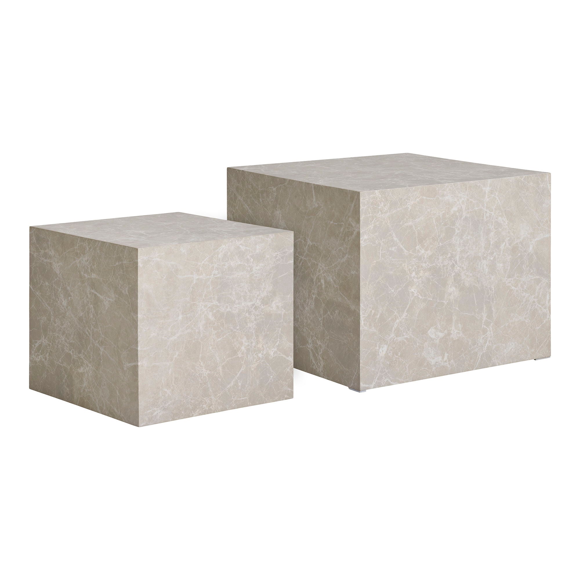 Couchtisch aus beigefarbenem Marmor „Prag“ (2er-Set)