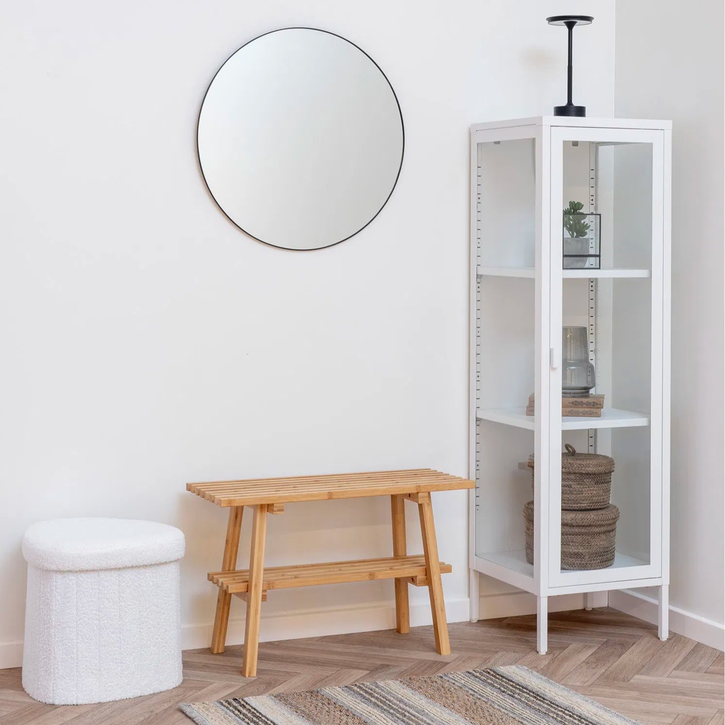 Cabinet vitrine étroit Brisbane blanc