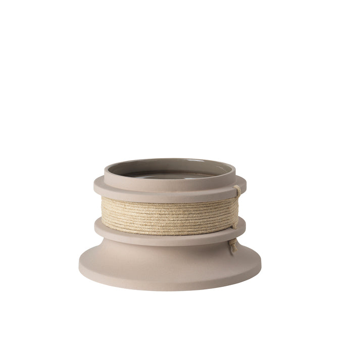 Cache-pot Rope en grès beige et corde