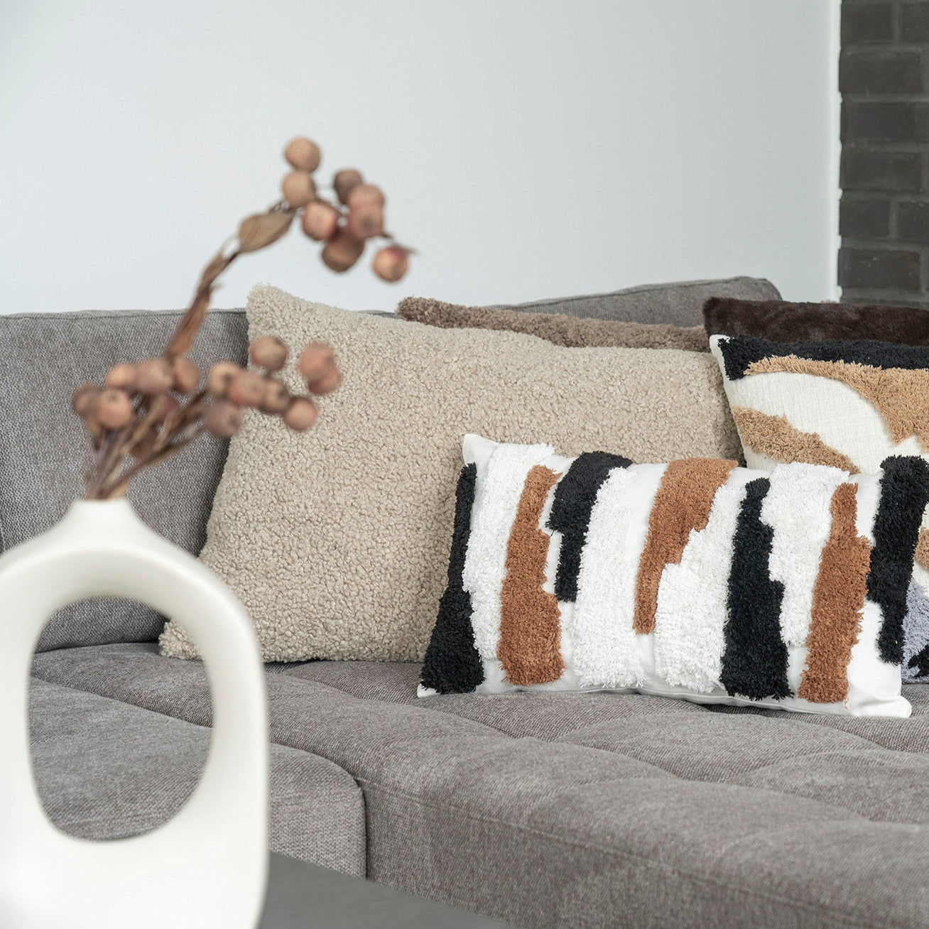 Coussin Tavira gris brun