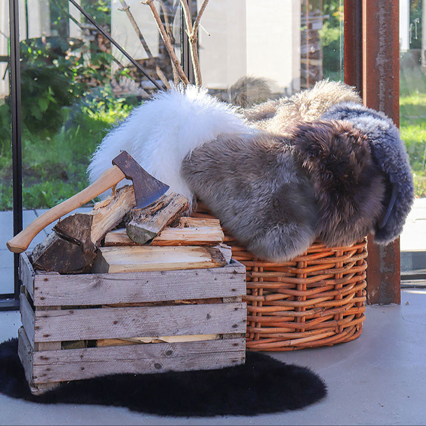 Tapis peau lainée gris