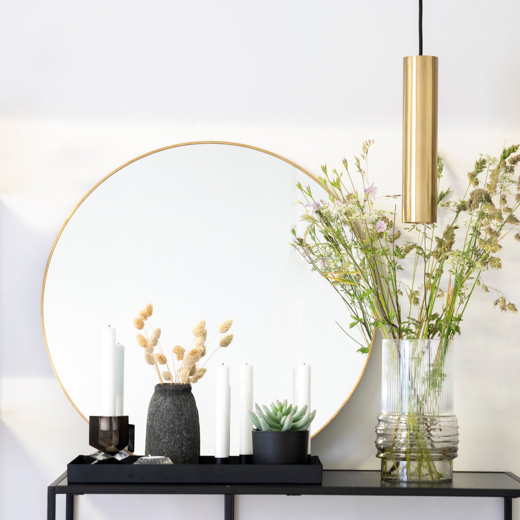 Miroir rond Jersey laiton