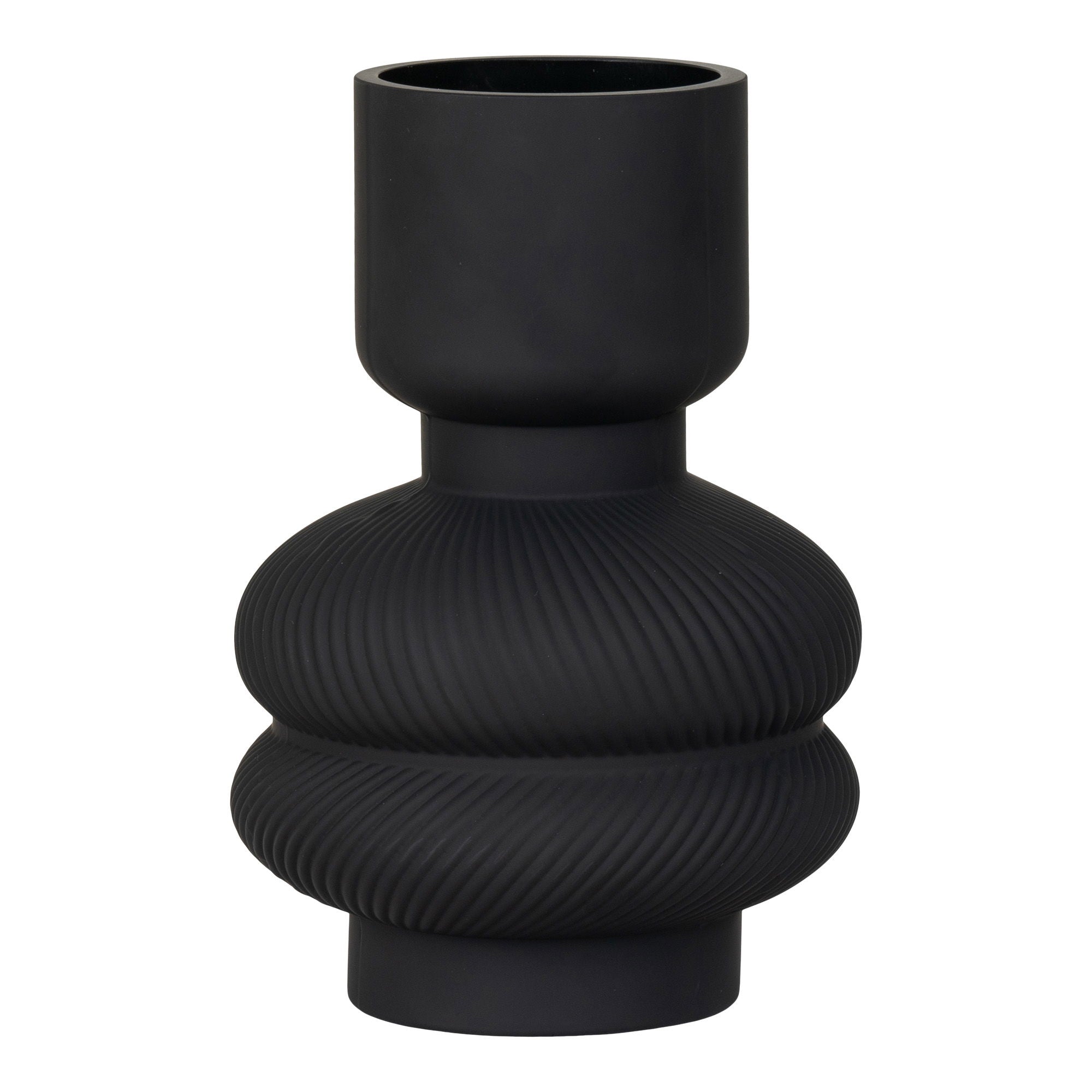 Vase en verre noir fumé