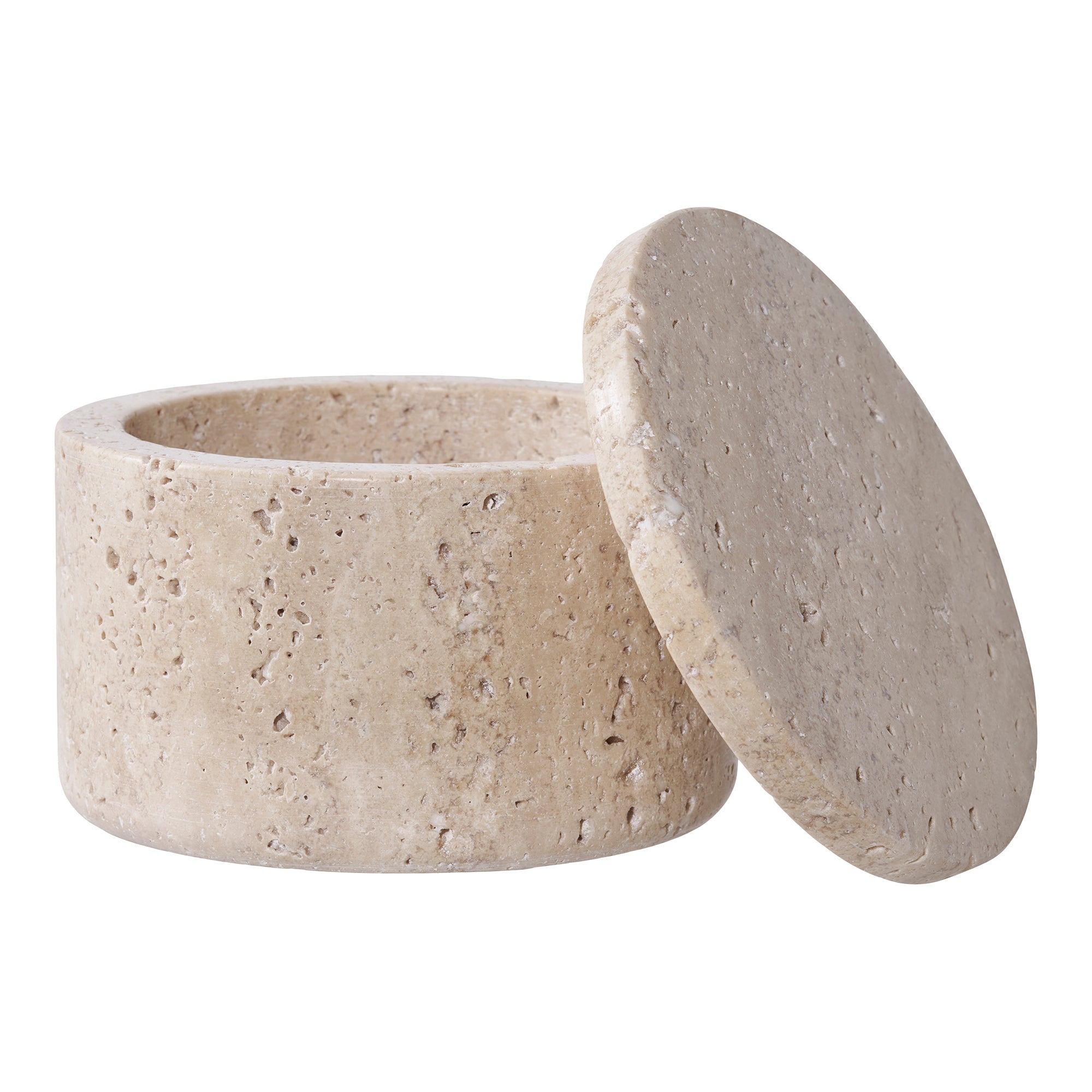 Bocal de rangement en travertin naturel