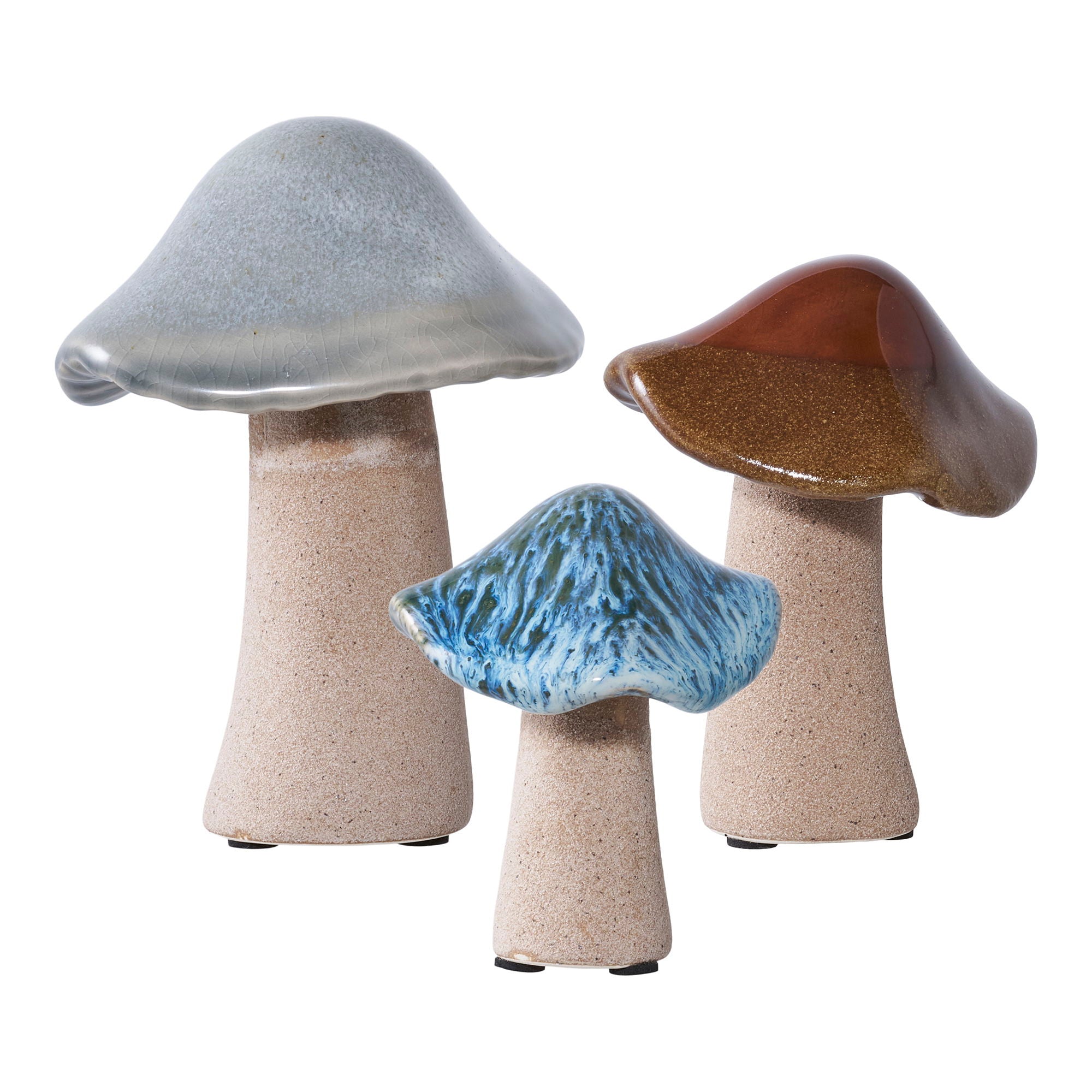 Decorative mushrooms in glazed ceramic