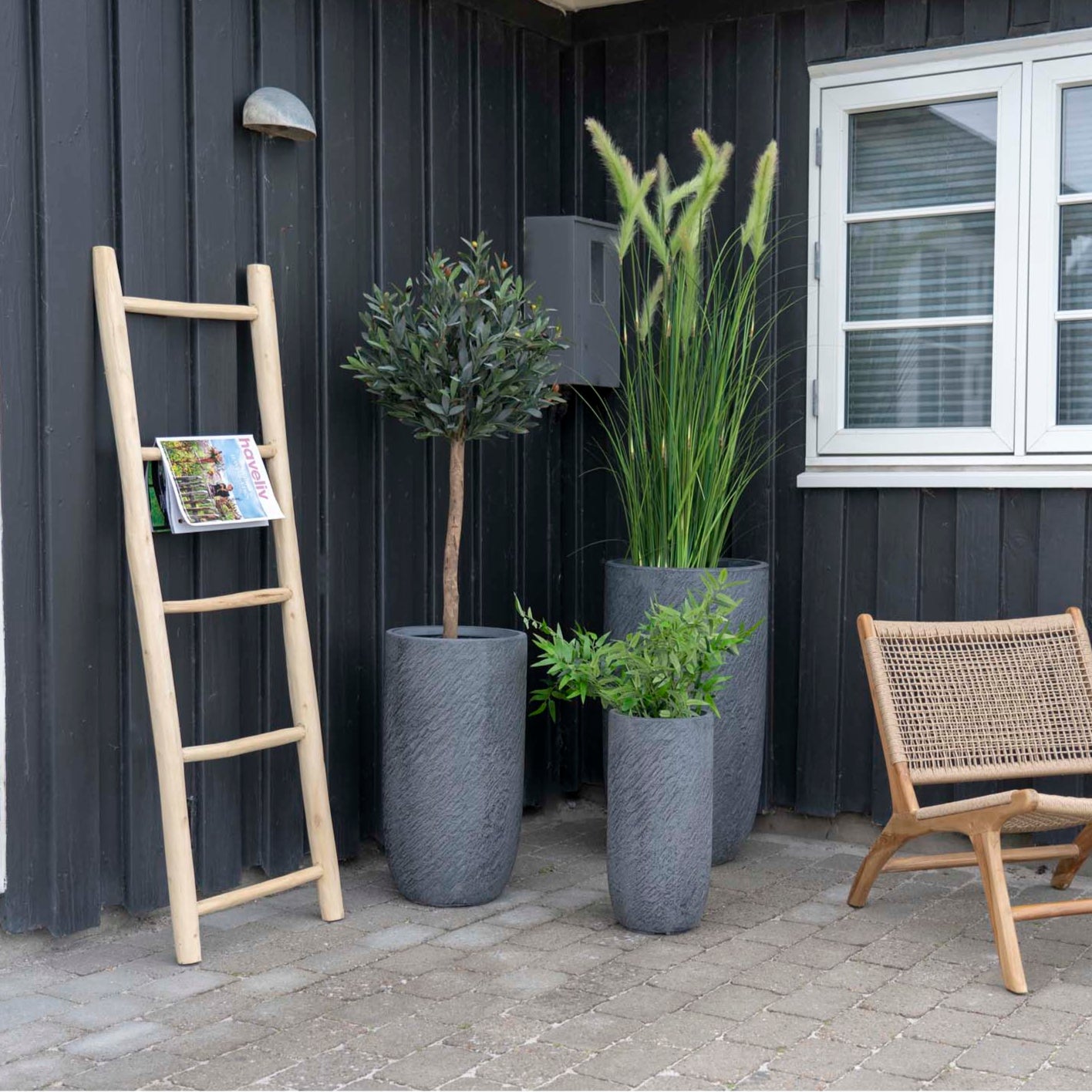 Échelle décorative en teck naturel