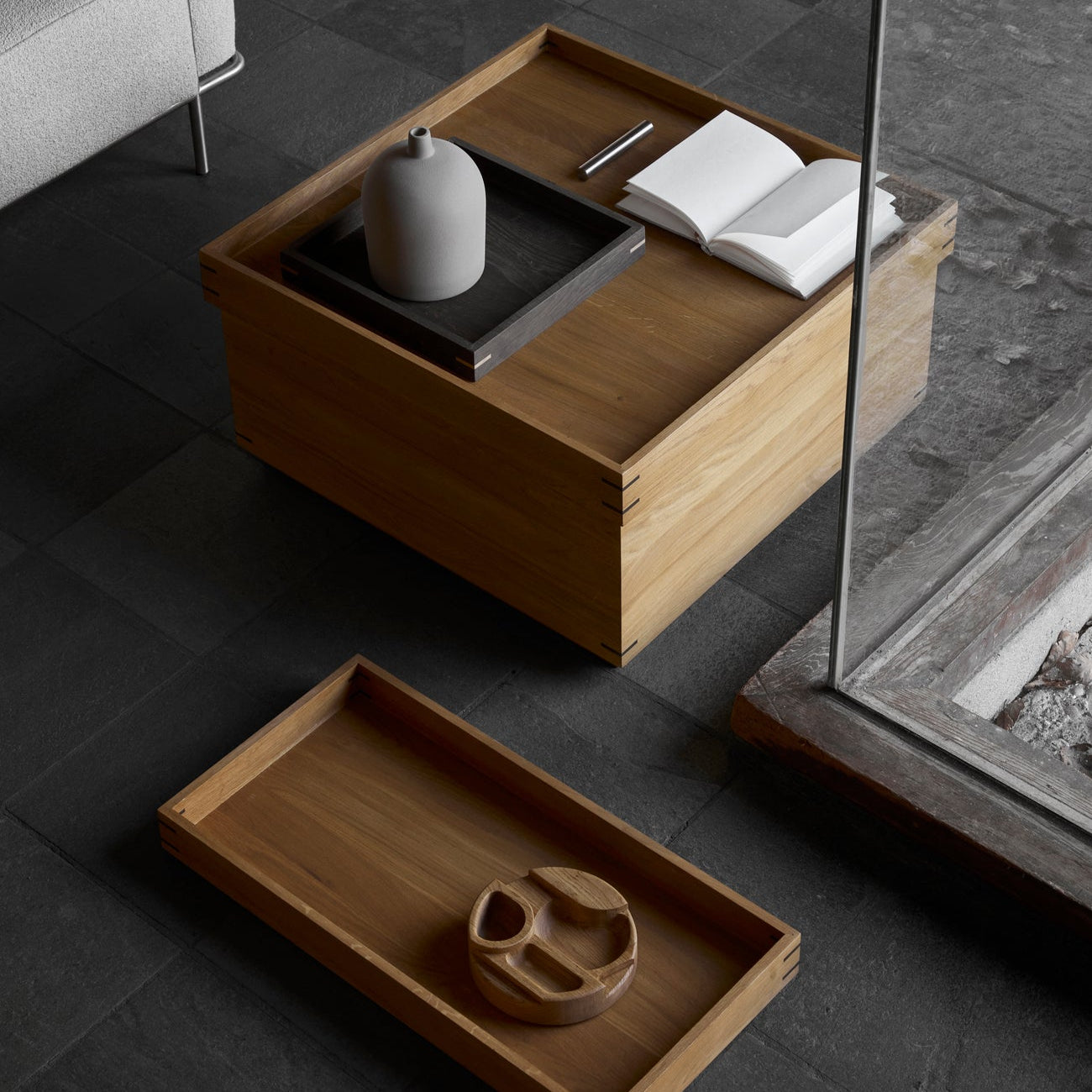 Table basse Japanese Tray L en chêne huilé