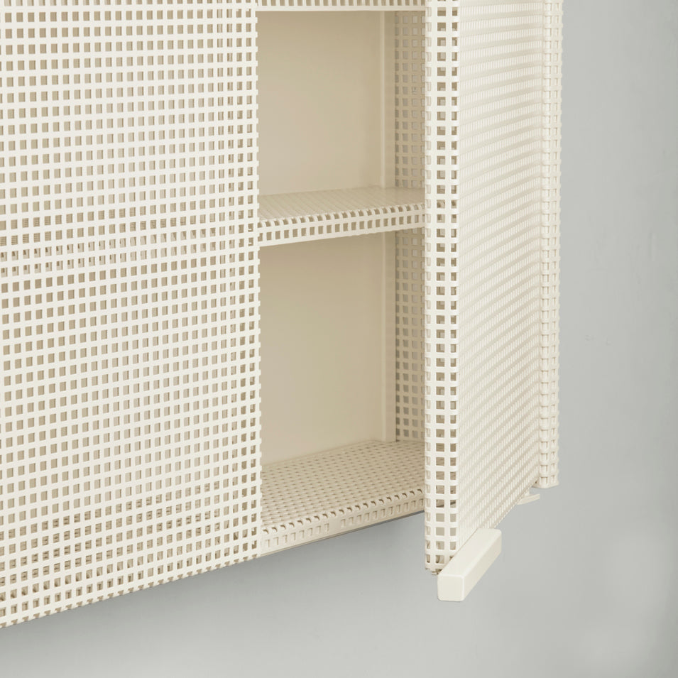 Meuble mural Grid beige en acier perforé