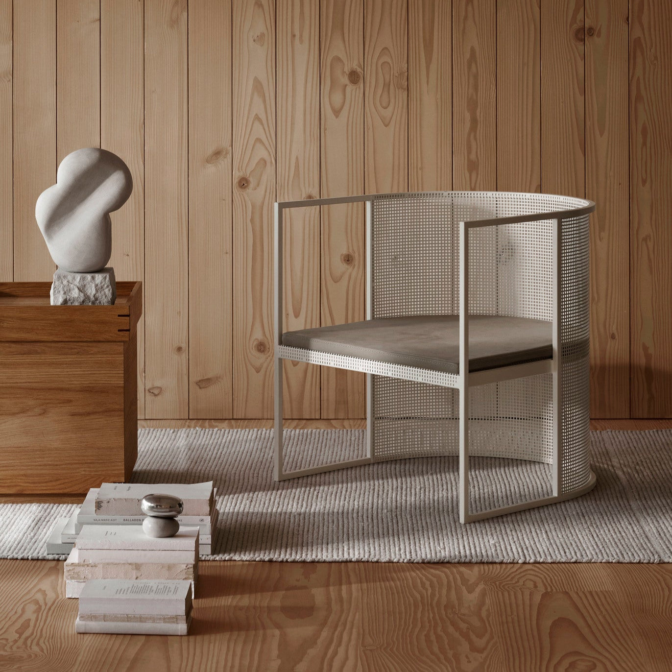 Fauteuil lounge Bauhaus en acier beige