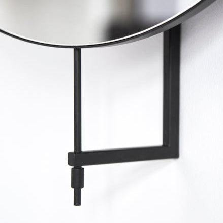 Miroir mural rond rotatif en acier noir