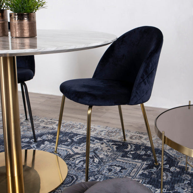 Chaise Geneve velours bleu laiton
