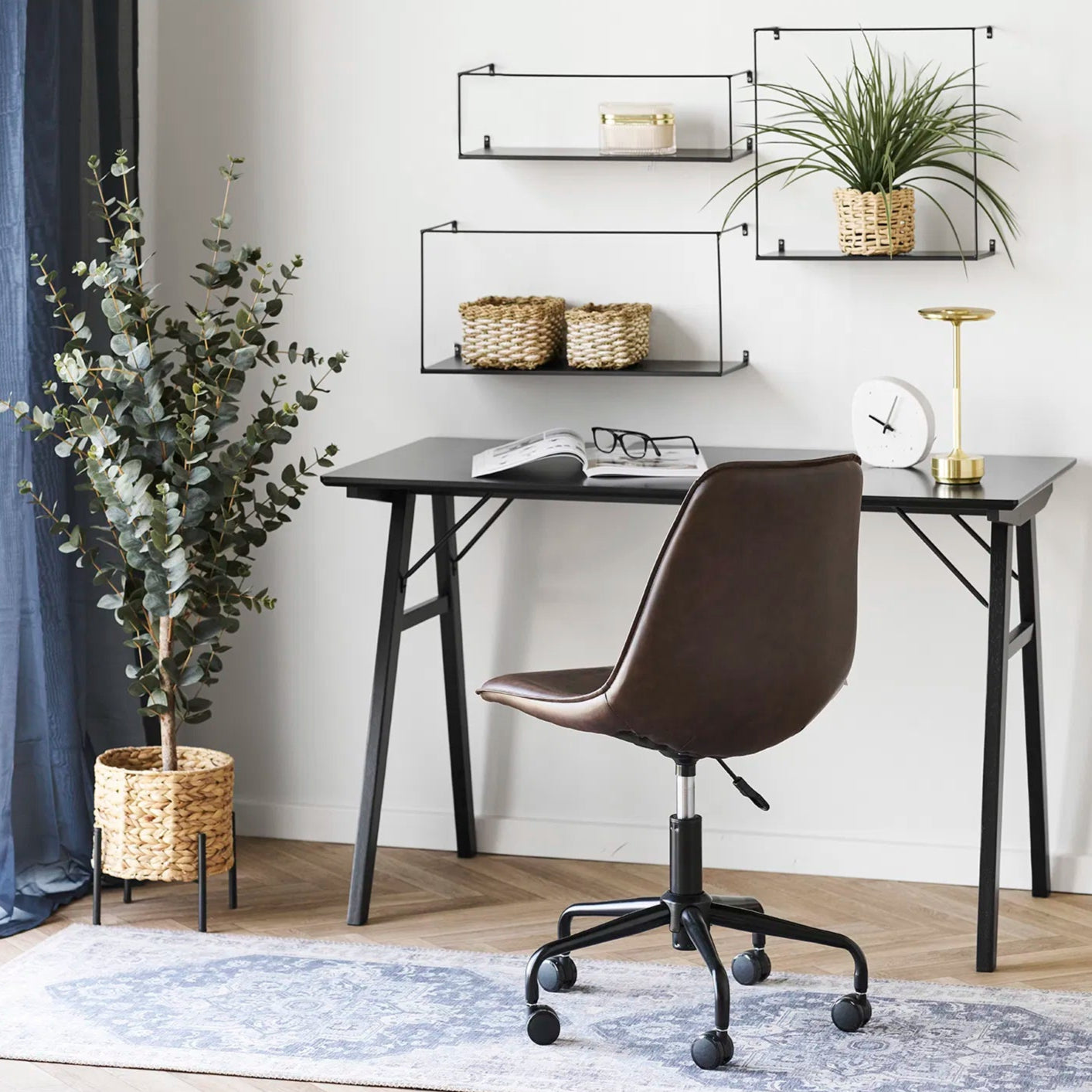 Chaise de bureau Monaco cuir brun