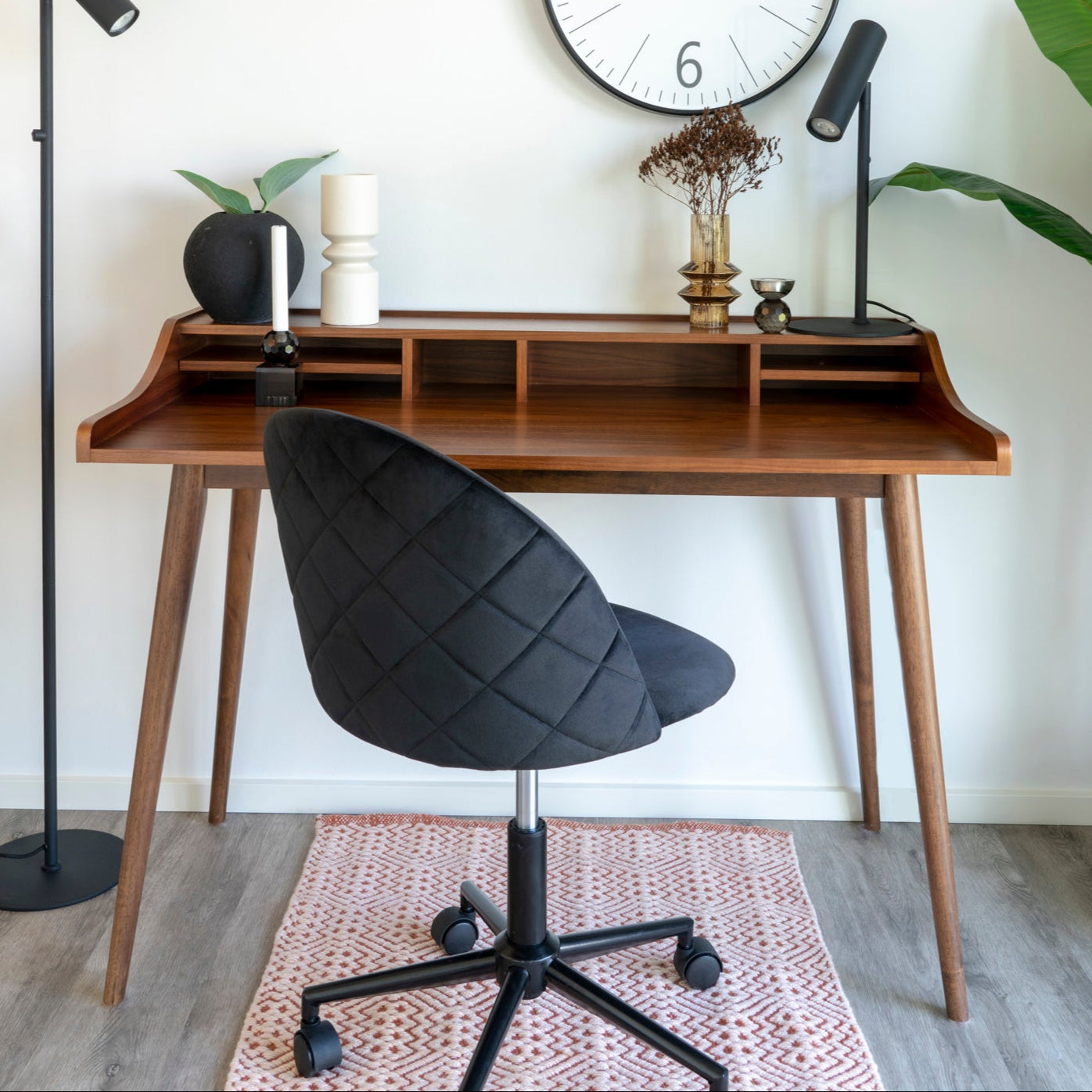 Chaise de bureau Geneve velours noir