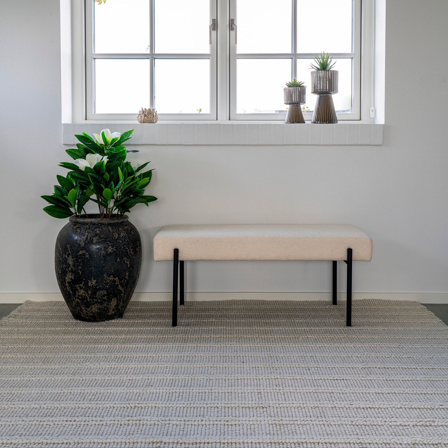 Banc Swindon bouclé blanc