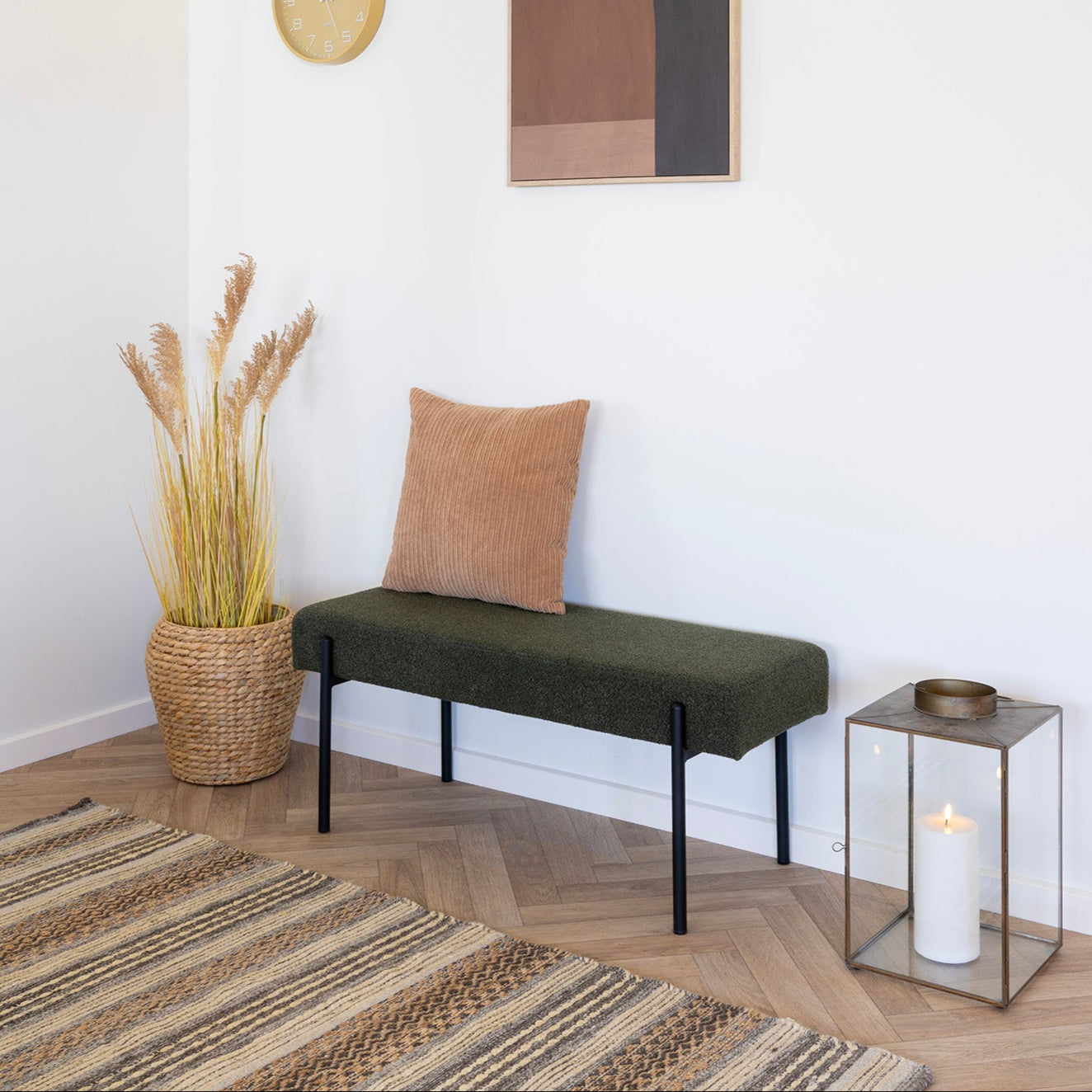 Banc Swindon bouclé vert foncé