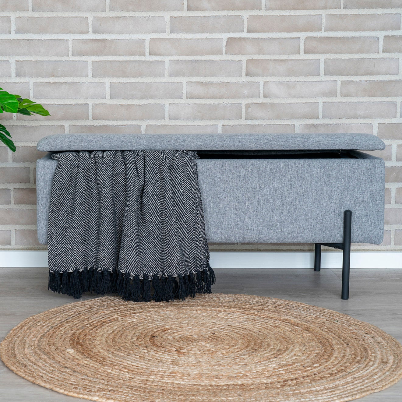 Banc Watford avec rangement gris clair