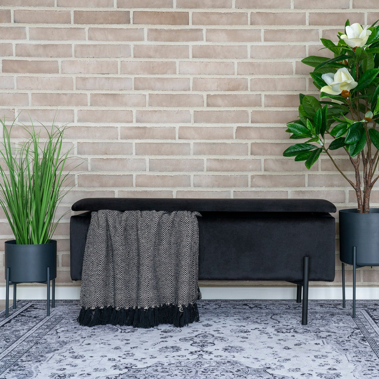 Banc Watford avec rangement velours noir