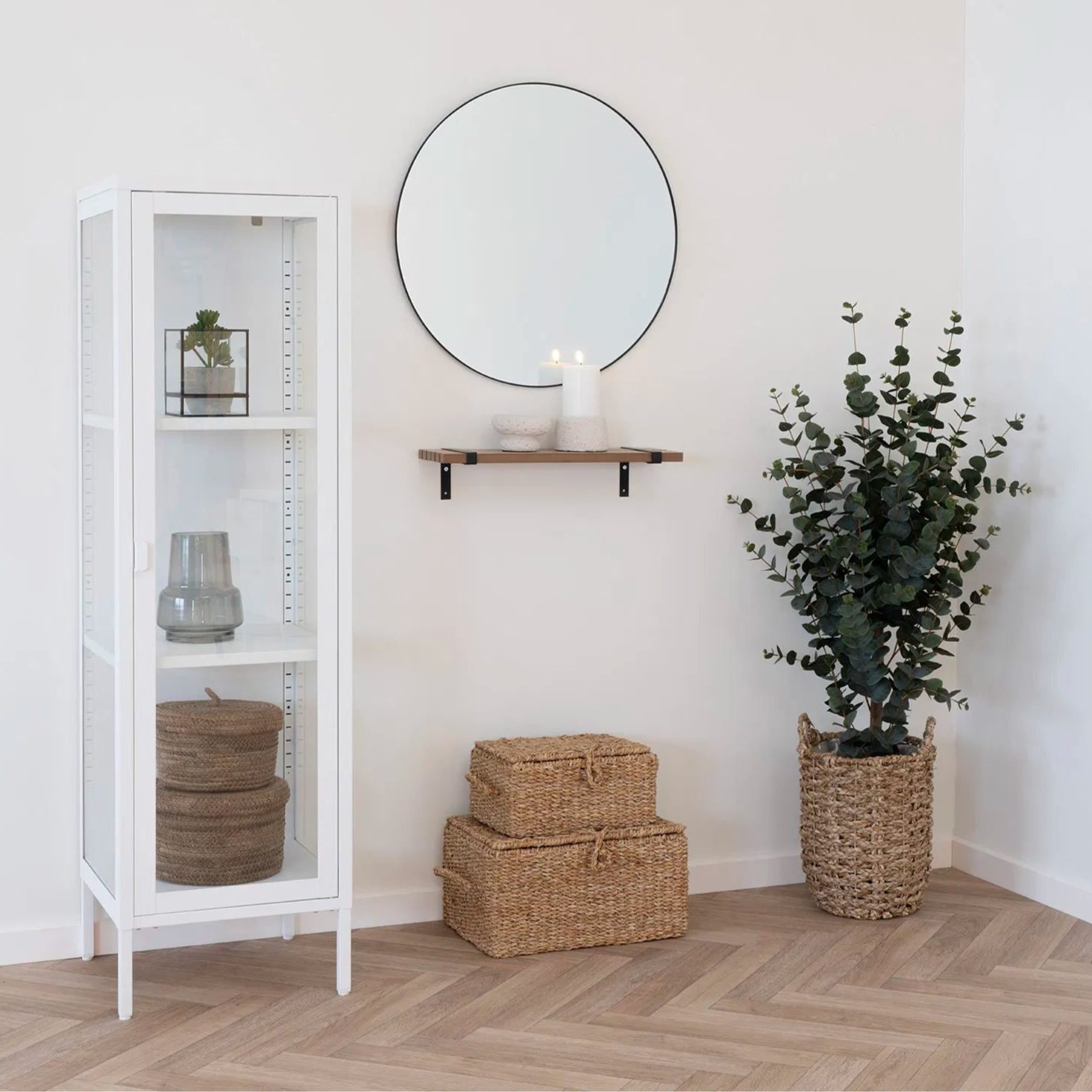 Cabinet vitrine étroit Brisbane blanc