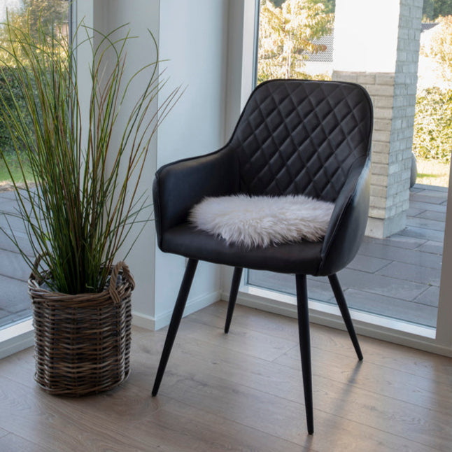 Coussin d’assise en peau lainée véritable ivoire rond