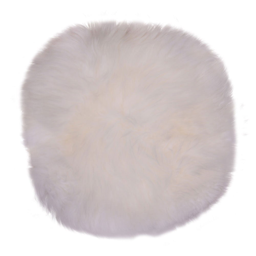 Coussin d’assise en peau lainée véritable ivoire rond