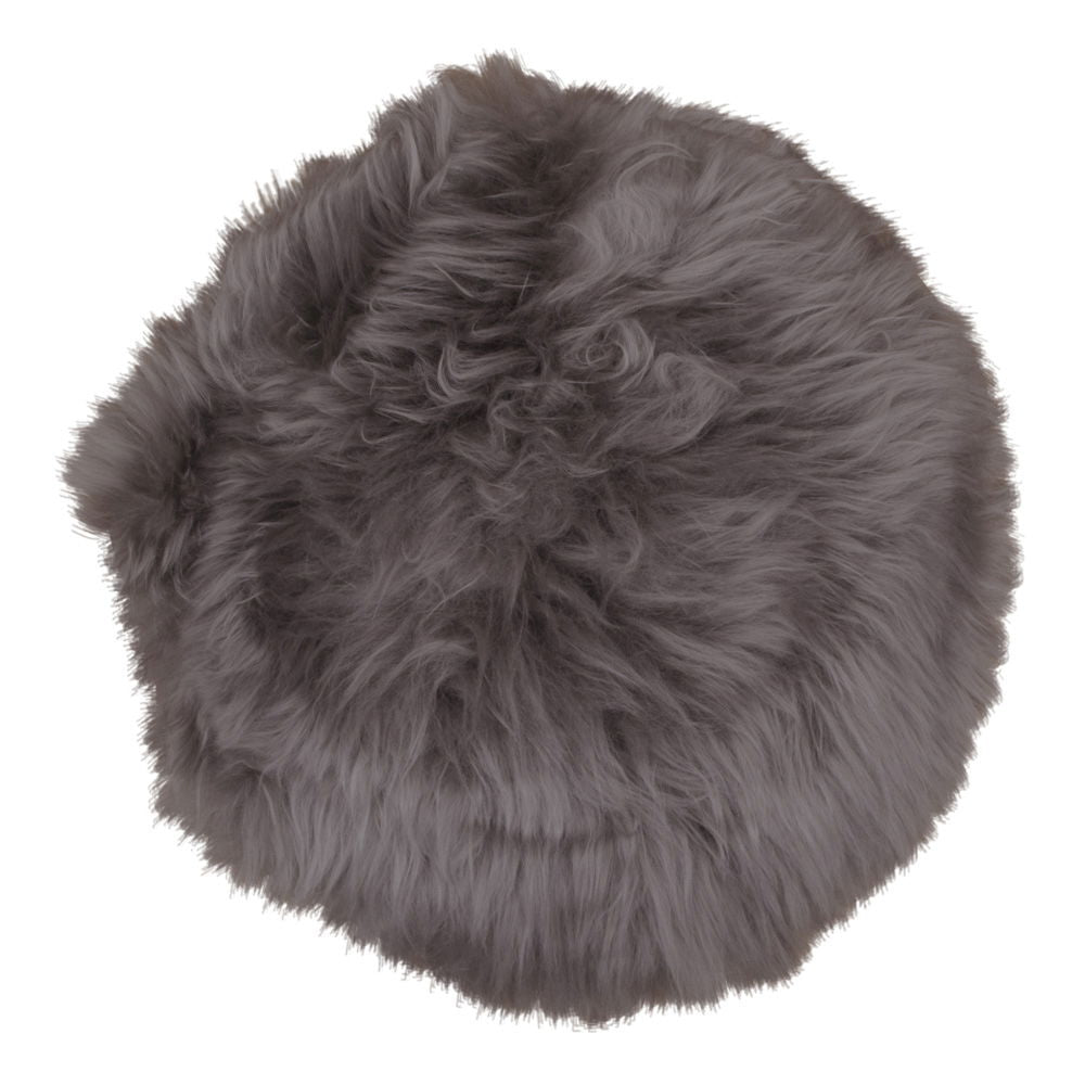 Coussin d’assise en peau lainée véritable brun clair rond