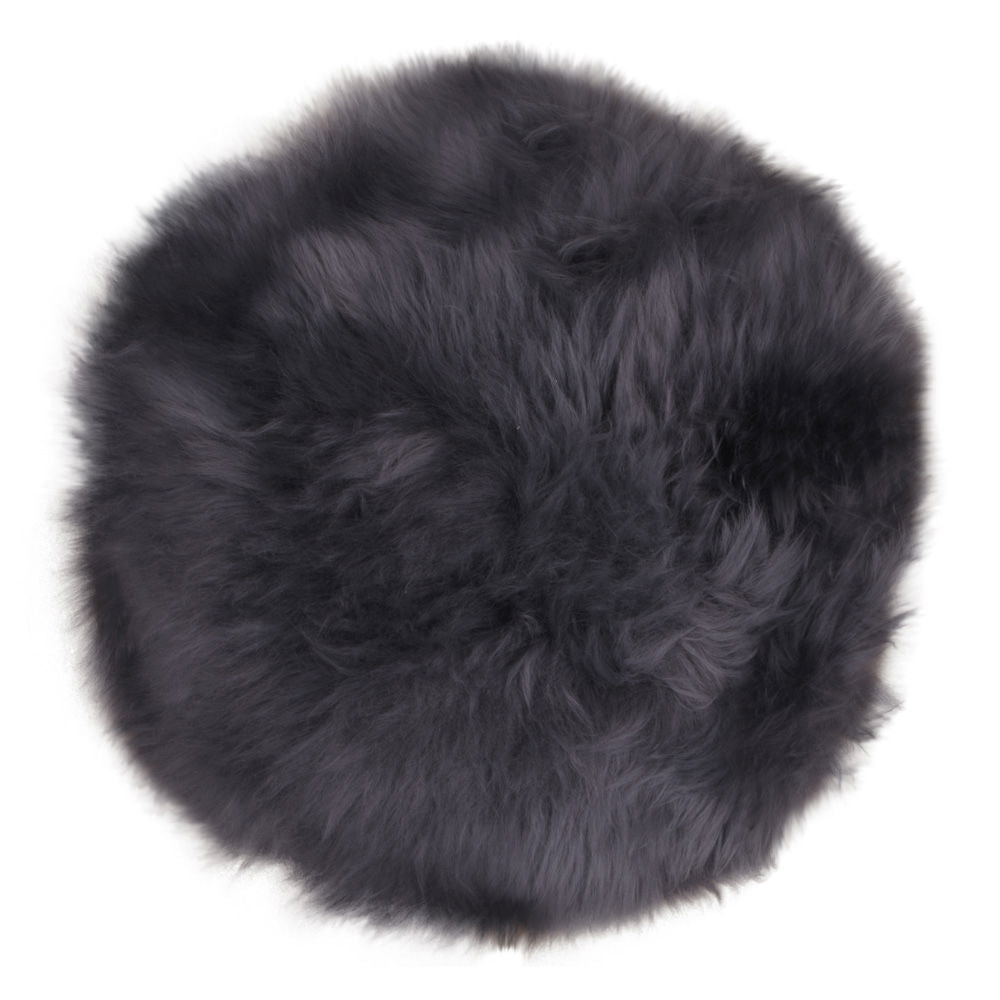 Coussin d’assise en peau lainée véritable gris rond