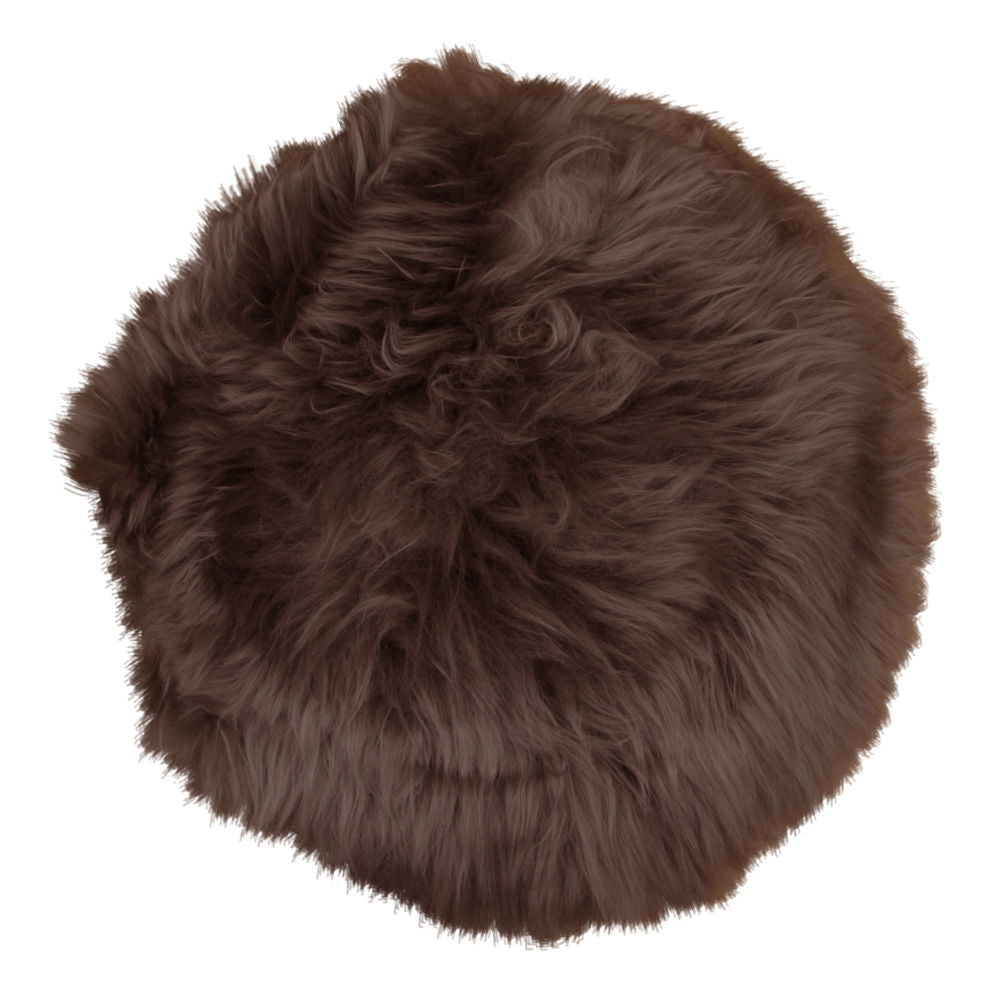 Coussin d’assise en peau lainée véritable brun rond
