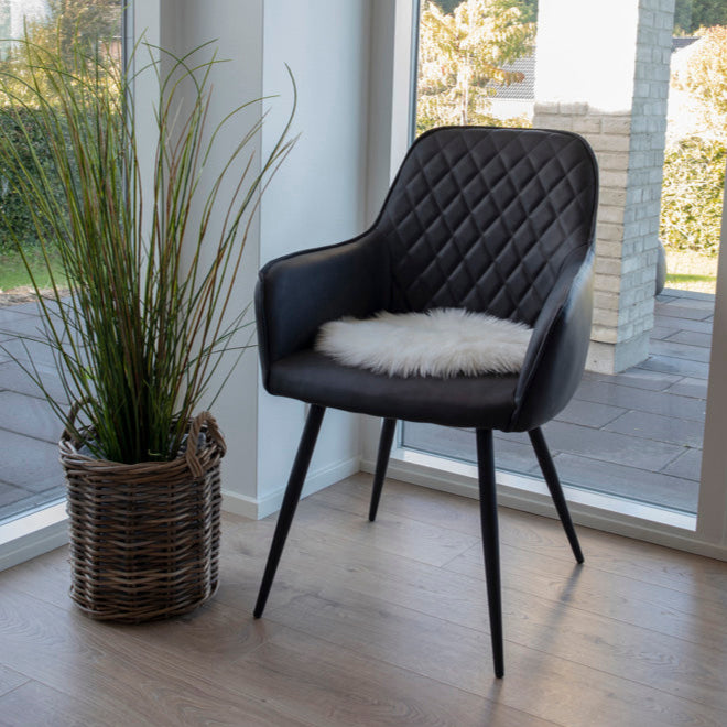 Assise ronde effet peau lainée blanche