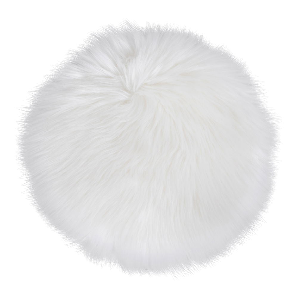 Assise ronde effet peau lainée blanche