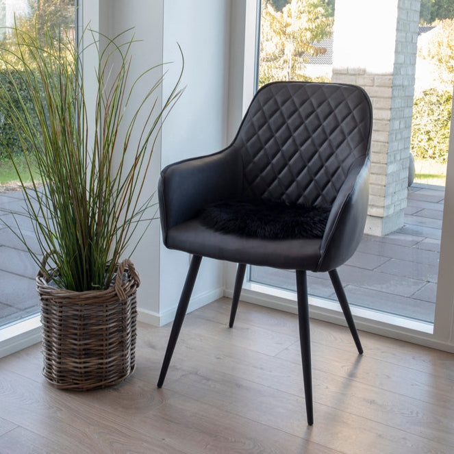 Assise ronde effet peau lainée noire