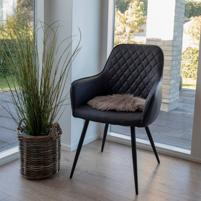 Assise ronde effet peau lainée brun clair