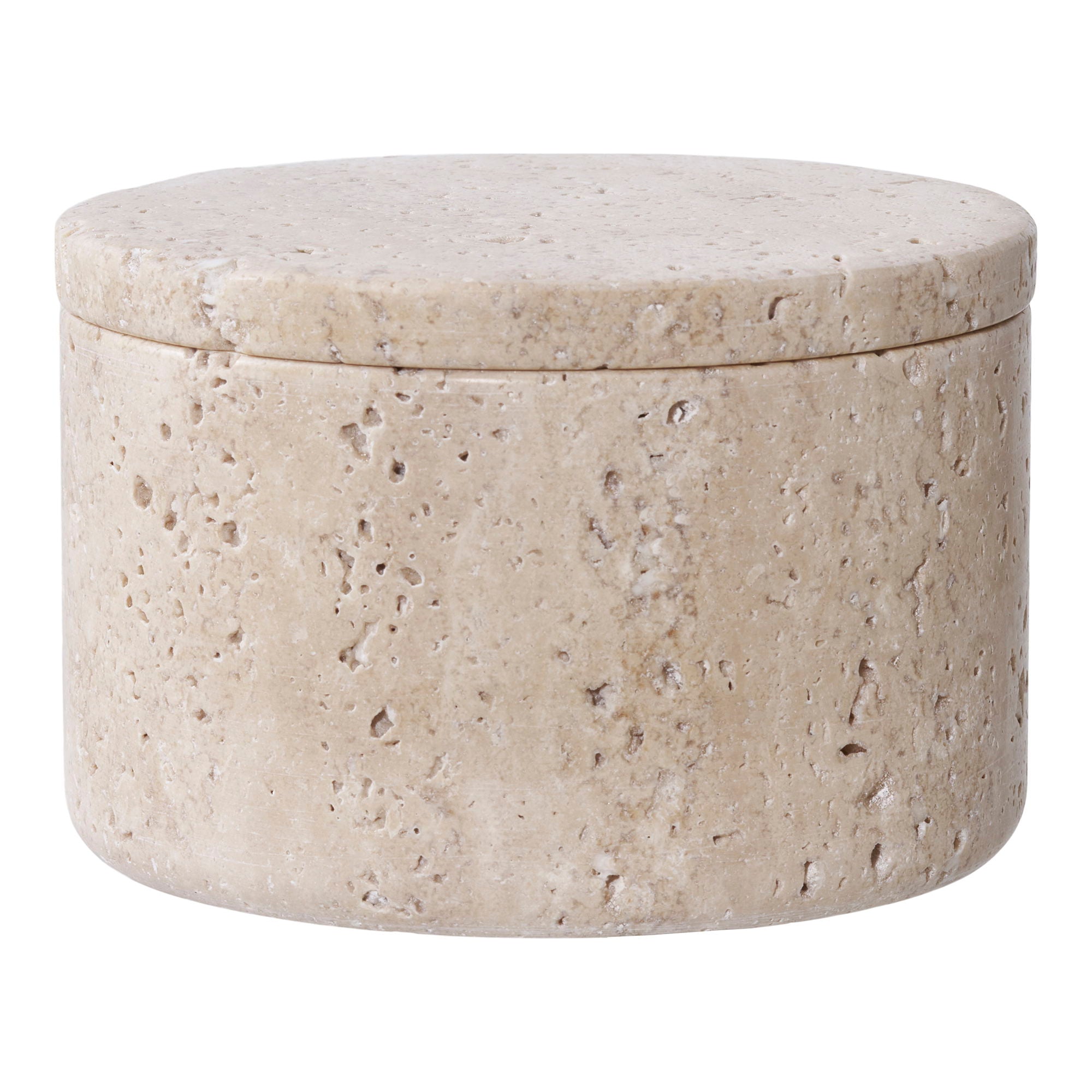 Bocal de rangement en travertin naturel