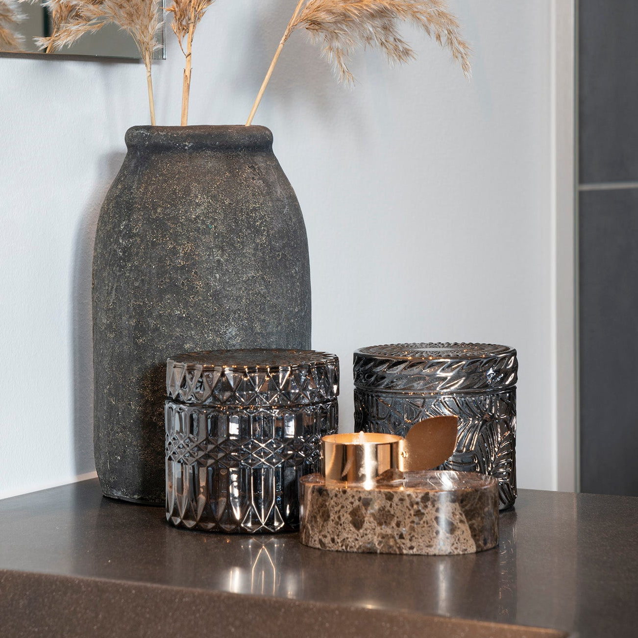 Pots en verre fumé design