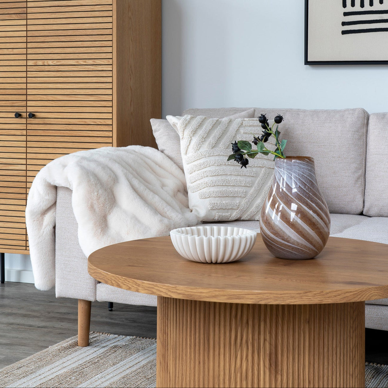 Bol décoratif en résine beige