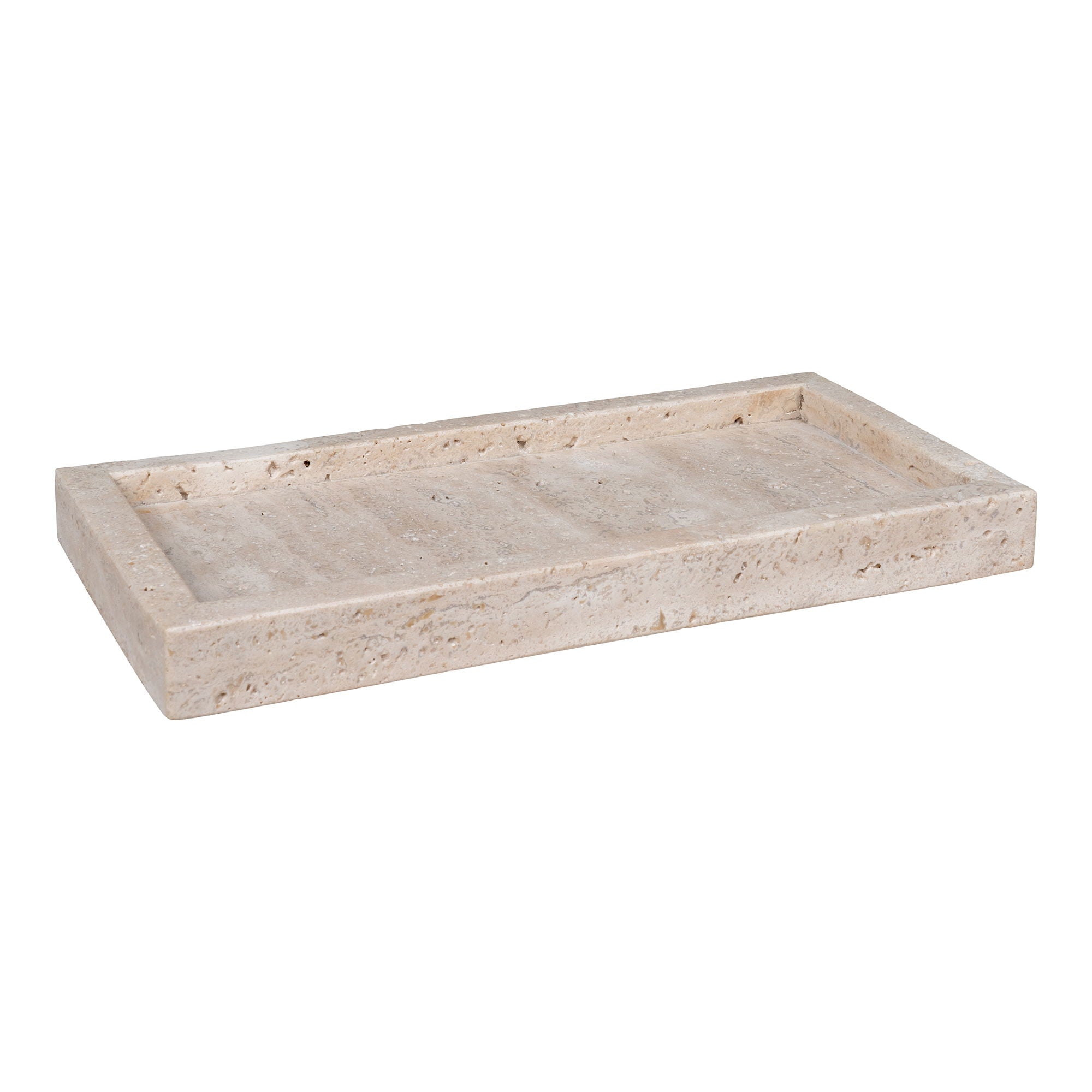 Plateau en travertin naturel rectangulaire
