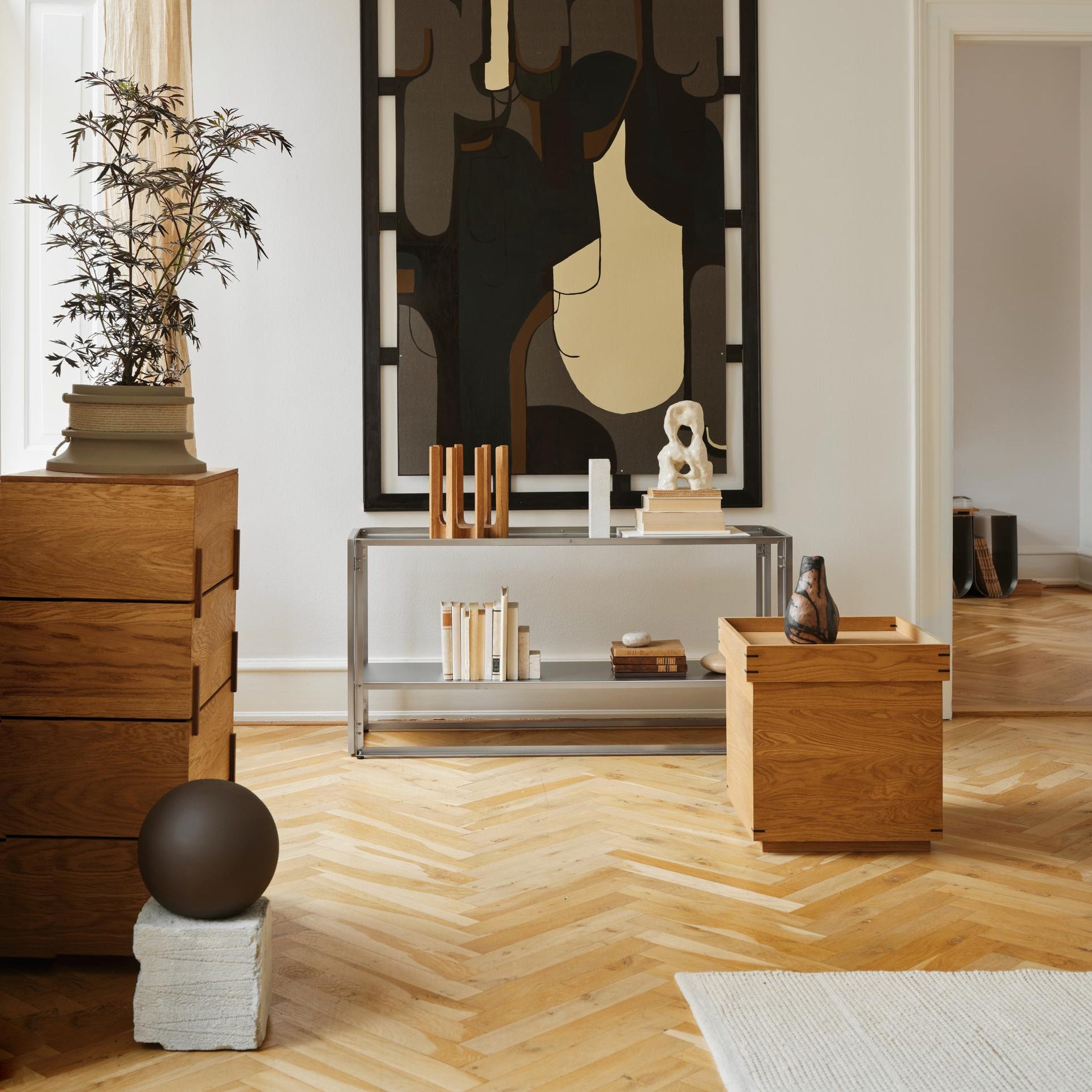 Sculpture Globe M en terracotta brune