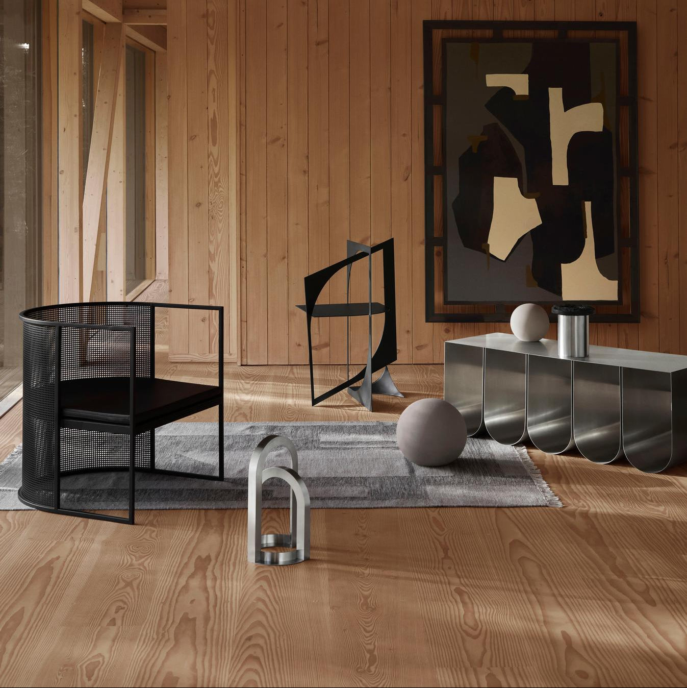 Fauteuil lounge Bauhaus en acier noir
