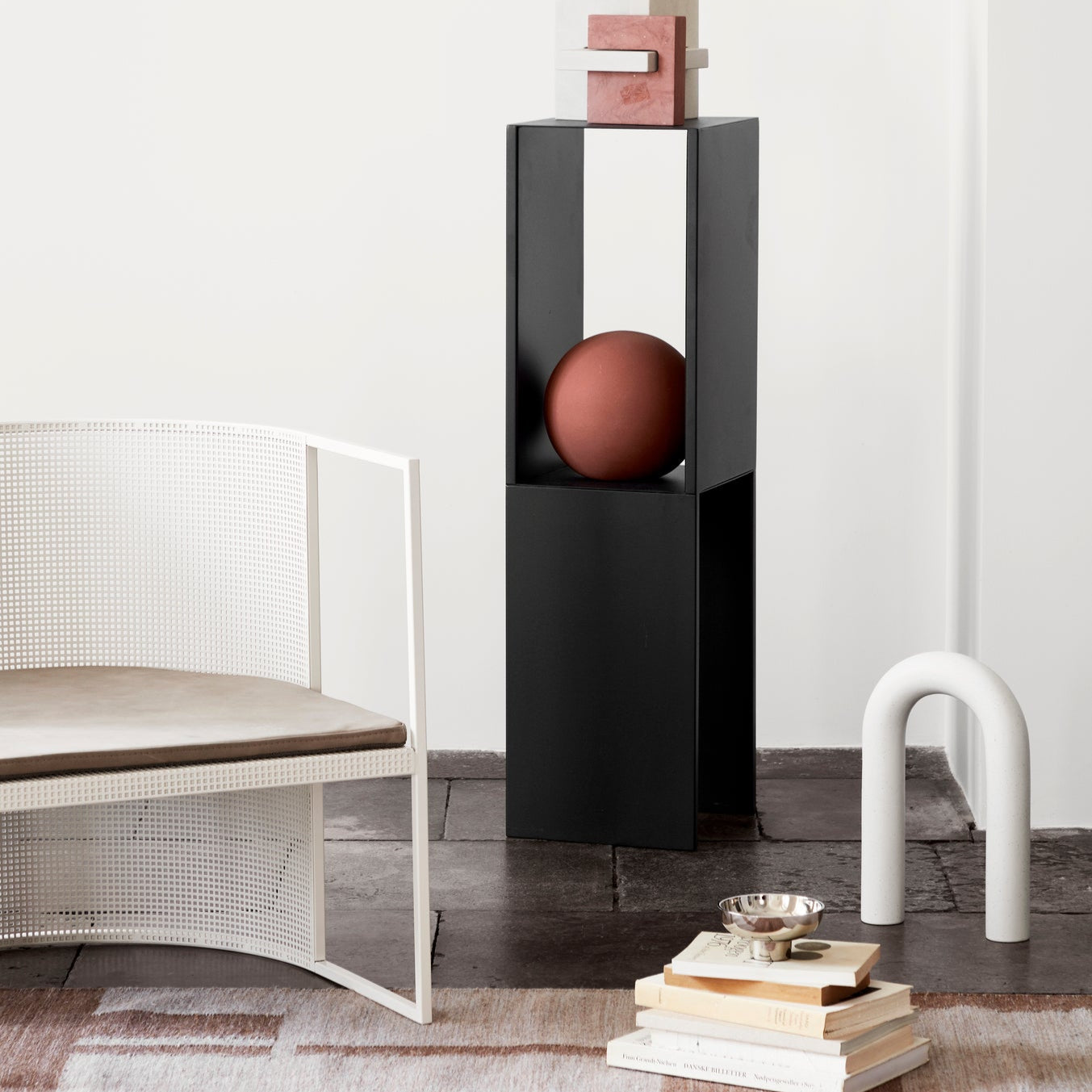 Fauteuil lounge Bauhaus en acier beige